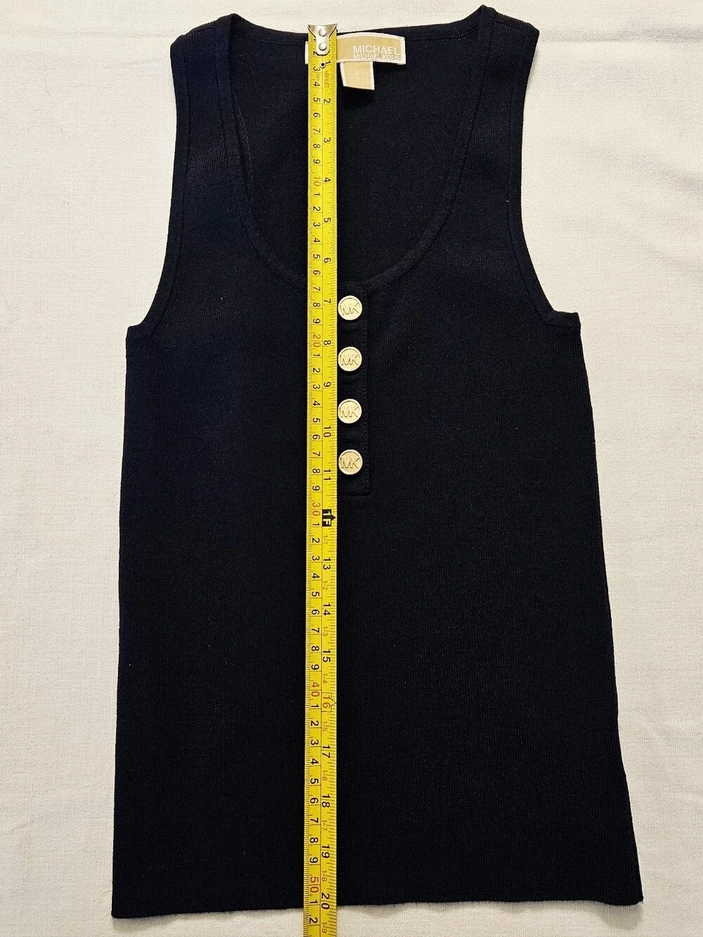 Navy Women's Sleeveless Knit Tank with Gold Buttons